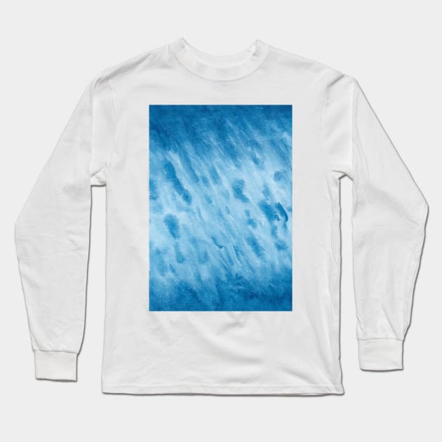 Blue watercolor abstract painting Long Sleeve T-Shirt by shoko